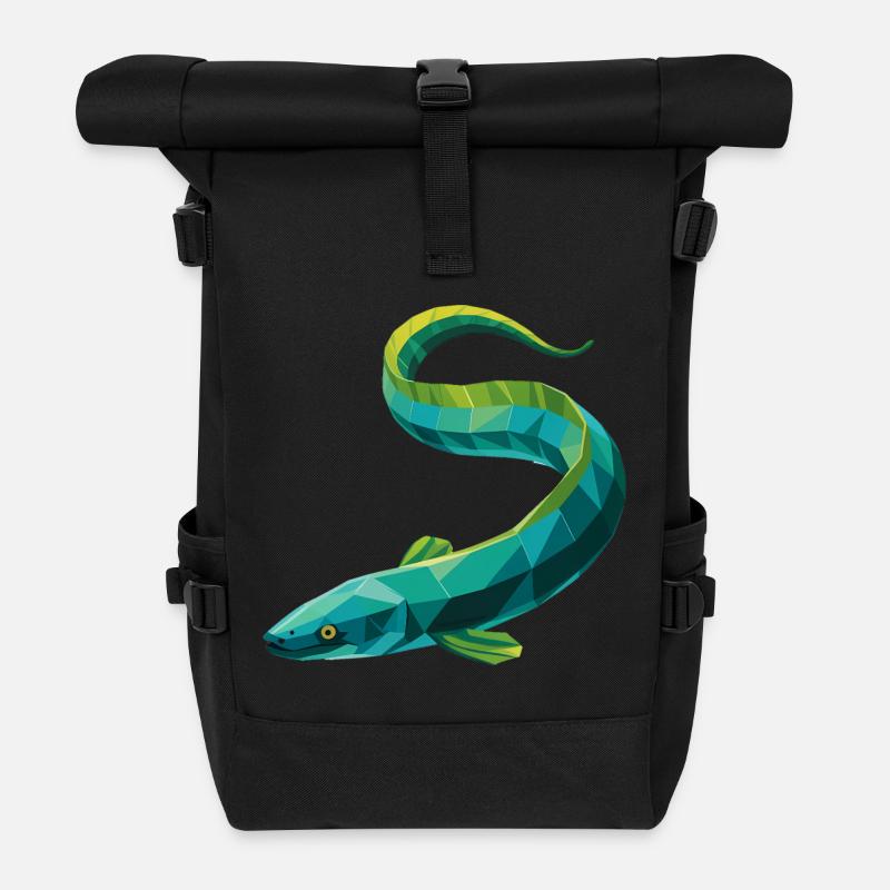 Aal - Cooles Low Poly Logo - Rolltop Rucksack - Schwarz