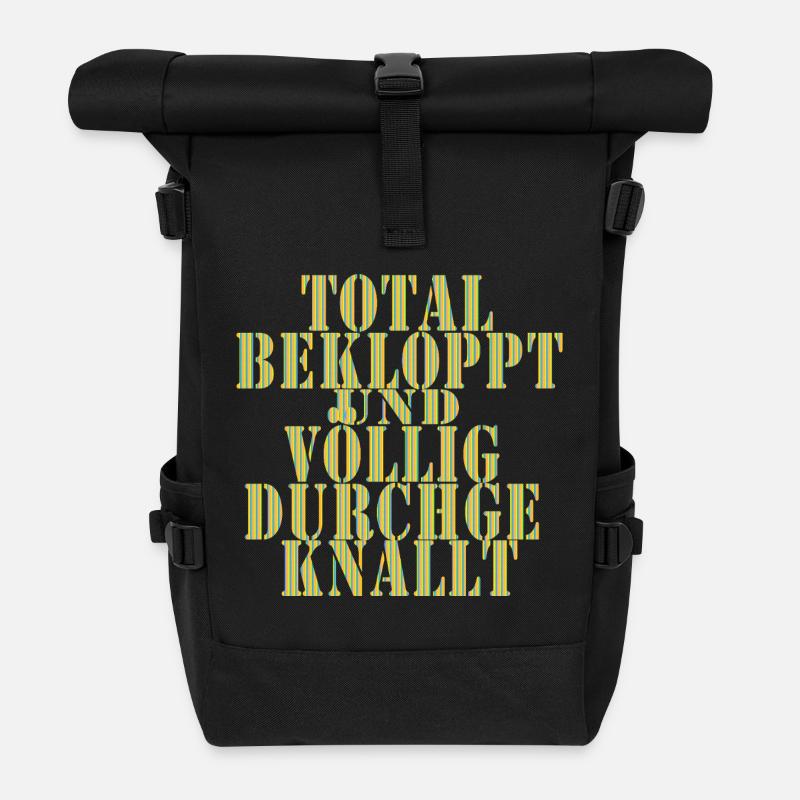 Total Beklopppt Voll Durchgeknallt - Rolltop Rucksack - Schwarz