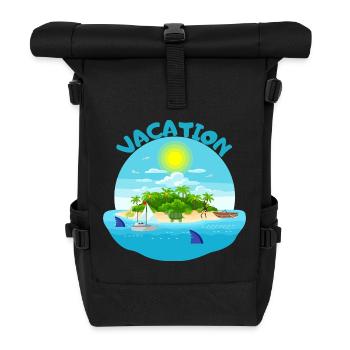 Tropical island idyll beach design - Roll Top Backpack - black - Front