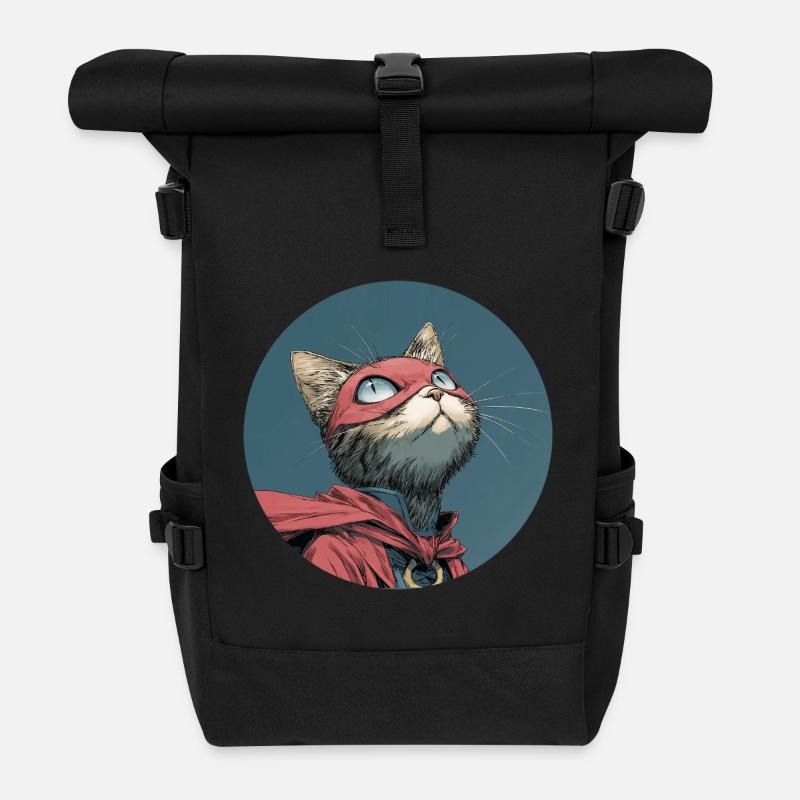Superkatze, Manga - Rolltop Rucksack - Schwarz