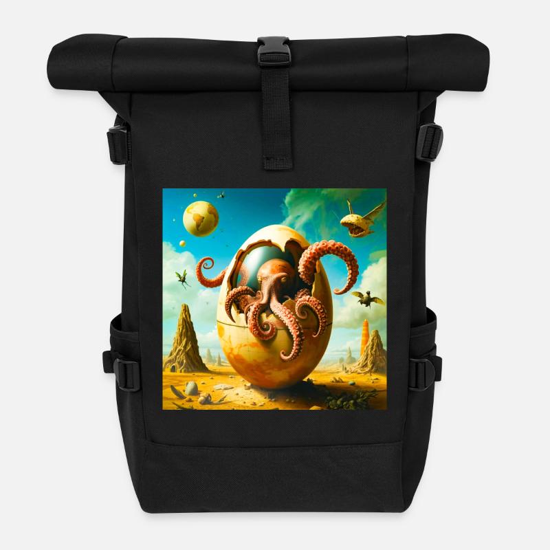 Oktopus-Ei in Desert Odyssey - Rolltop Rucksack - Schwarz
