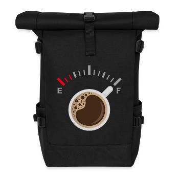 Vollgepumpt mit Kaffee - Rolltop Rucksack - Schwarz - Vorne