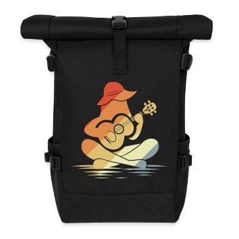 Weibliche Ukulele Grafik - Rolltop Rucksack - Schwarz - Vorne