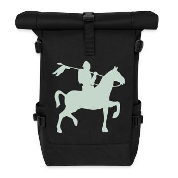Ritter Krieger auf ein Pferd - Rolltop Rucksack - Schwarz - Vorne