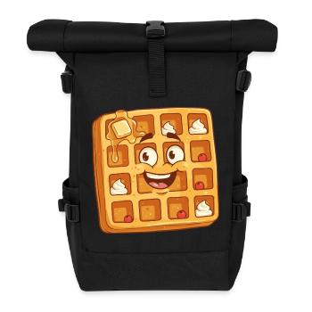 Fröhliches Waffelgesicht Cartoon - Rolltop Rucksack - Schwarz - Vorne