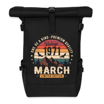 March 1971 55th Anniversary Gift March 1971 - Roll Top Backpack - black - Front