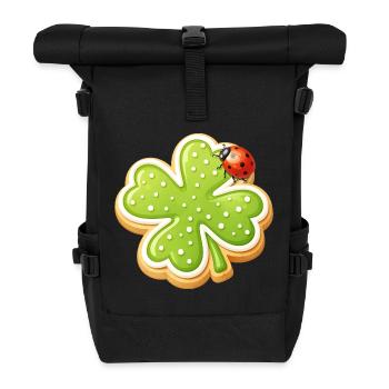 Shamrock Biscuit with Ladybug - Roll Top Backpack - black - Front