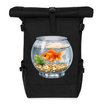 Goldfish in Glass Vase Art - Roll Top Backpack - black - Front