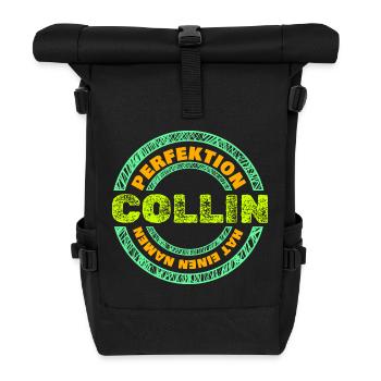 Geschenk für Collin - Rolltop Rucksack - Schwarz - Vorne
