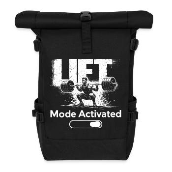 Lift Mode Activated Shirt Gym Fitness Workout - Rolltop Rucksack - Schwarz - Vorne