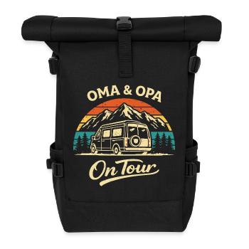 Oma & Opa On Tour Camping Shirt Wohnmobil - Rolltop Rucksack - Schwarz - Vorne