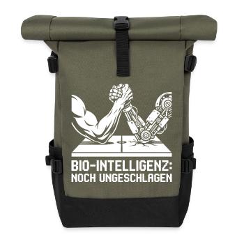 Bio Intelligenz noch ungeschlagen. - Rolltop Rucksack - Olive/Schwarz - Vorne