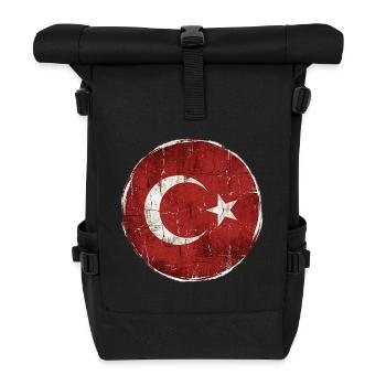 Turkey Flag Circle Design - Roll Top Backpack - black - Front