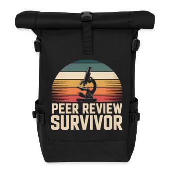 Peer-Review überlebt | Wissenschaft Nerd - Rolltop Rucksack - Schwarz - Vorne