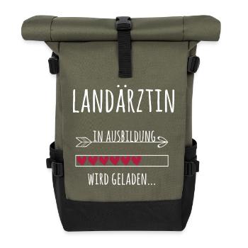 Landärztin Ausbildung Medizinstudium Ärztin - Rolltop Rucksack - Olive/Schwarz - Vorne