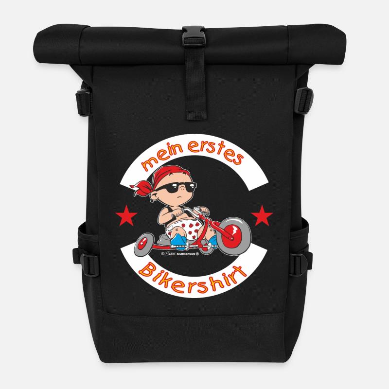 mein erstes Bikershirt - RAHMENLOS Baby - Rolltop Rucksack - Schwarz