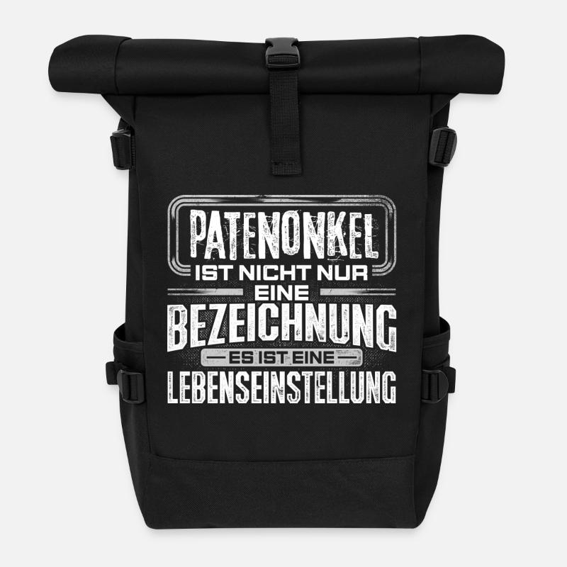 PATENONKEL - Leben - Rolltop Rucksack - Schwarz