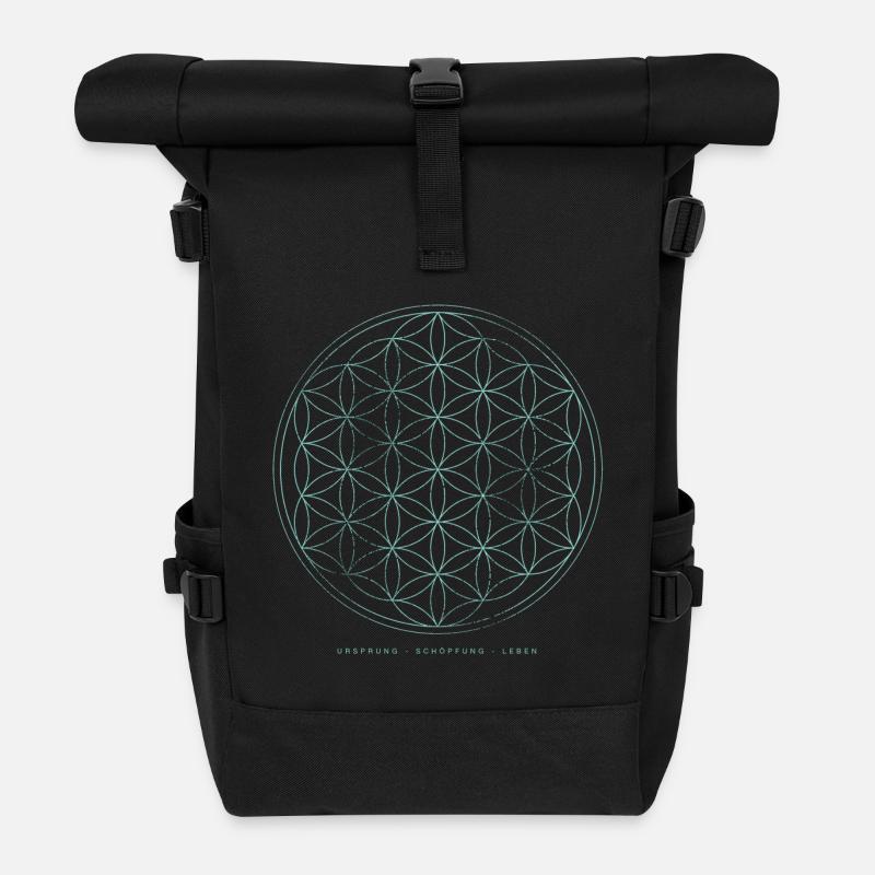 Blume des Lebens - Ursprung-Schöpfung-Leben - Rolltop Rucksack - Schwarz