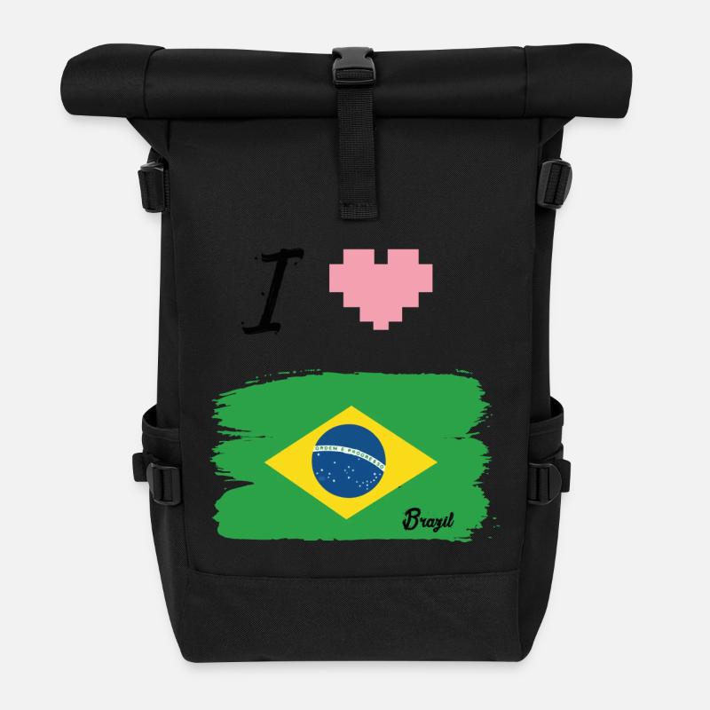 ♡ I love Brasilien Tshirt ♡ - Rolltop Rucksack - Schwarz