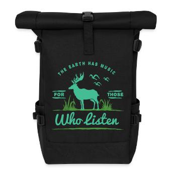 Hirsch Elch Ren Geweih Natur Erde Outdoor Geschenk - Rolltop Rucksack - Schwarz - Vorne