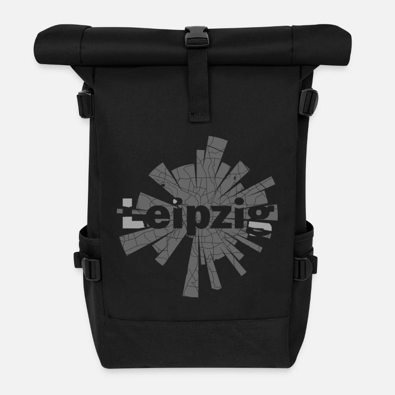 Leipzig Karte - Rolltop Rucksack - Schwarz