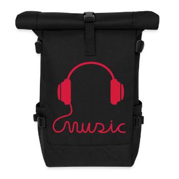 headphones - Roll Top Backpack - black - Front