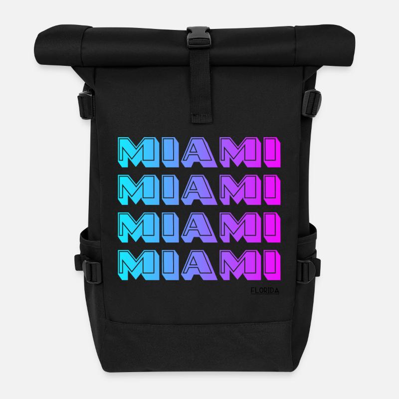 Motif de dégradé néon de Miami - Sac à dos roll top - noir