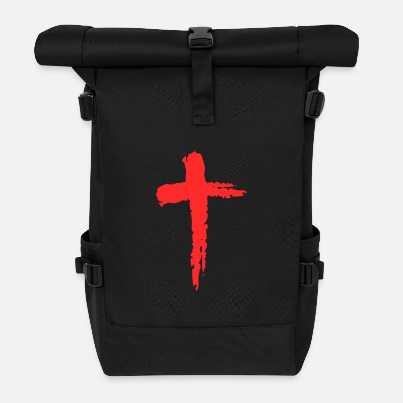 Christentum Religion Kreuz Rot Geschenk - Rolltop Rucksack - Schwarz