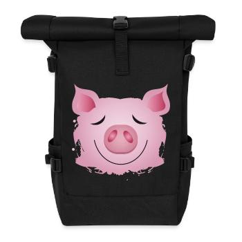 Kopf eines Schweins - Glücksschwein Graffiti - Rolltop Rucksack - Schwarz - Vorne