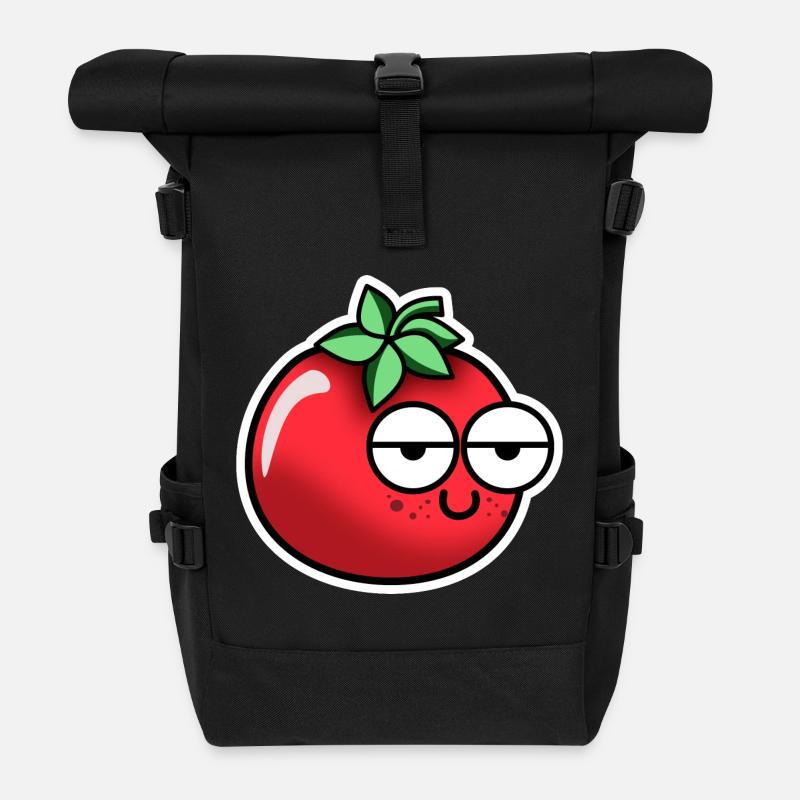 Tomate mit Gesicht - Rolltop Rucksack - Schwarz