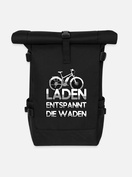 LADEN ENTSPANNT DIE WADEN + E-Bike - E-Bike - Rolltop Rucksack - Schwarz