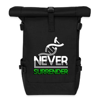 NEVER SURRENDER (Grün) + DNA - Gaming - Rolltop Rucksack - Schwarz - Vorne