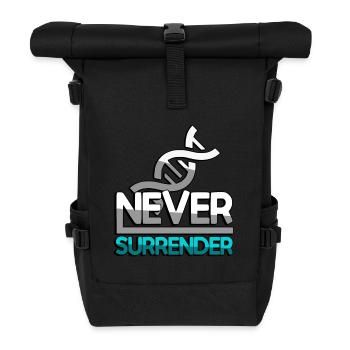 NEVER SURRENDER (Türkis) + DNA - Gaming - Rolltop Rucksack - Schwarz - Vorne