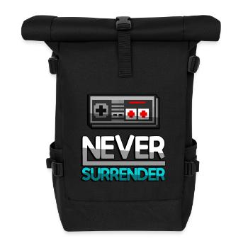 NEVER SURRENDER (Türkis) + NES Controller - Gaming - Rolltop Rucksack - Schwarz - Vorne