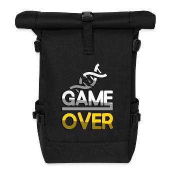 GAME OVER (Gelb) + DNA - Gaming - Rolltop Rucksack - Schwarz - Vorne