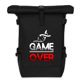 GAME OVER (Rot) + DNA - Gaming - Rolltop Rucksack - Schwarz - Vorne