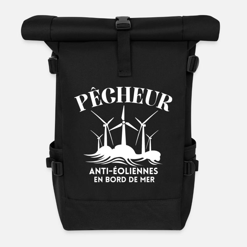 éolienne, anti-éolienne, paysage - Sac à dos roll top - noir
