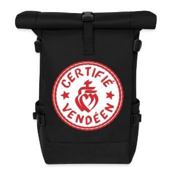 Logo certifié vendéen blanc rouge - Sac à dos roll top - noir - Devant