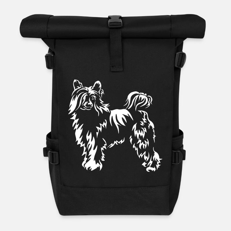 Chinese Crested Dog "Black Edition" - Rolltop Rucksack - Schwarz