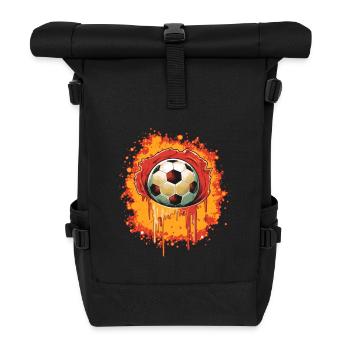 Fußball Ball - Rolltop Rucksack - Schwarz - Vorne