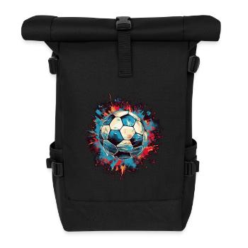 Fußball Ball - Rolltop Rucksack - Schwarz - Vorne