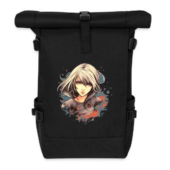 Anime Girl - Roll Top Backpack - black - Front