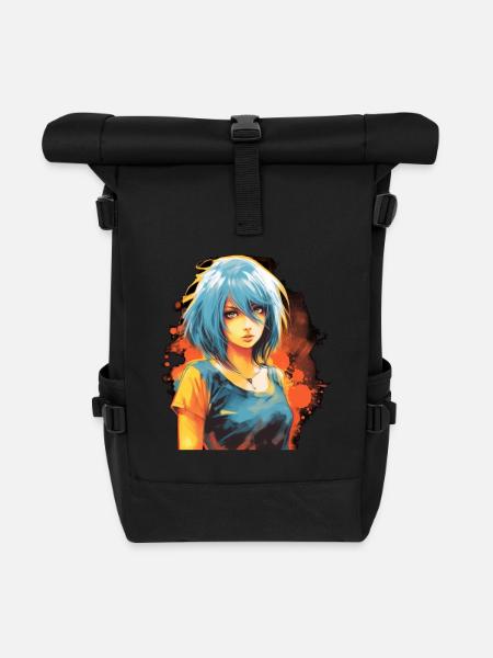 Anime Girl - Rolltop Rucksack - Schwarz