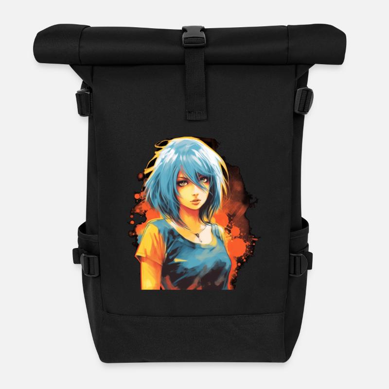 Anime Girl - Rolltop Rucksack - Schwarz