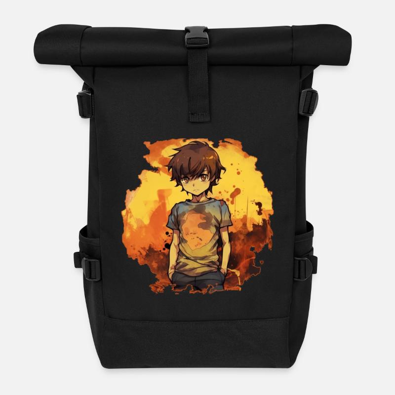 Anime Boy - Rolltop Rucksack - Schwarz