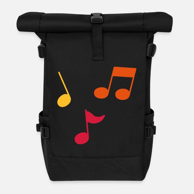 Musiknoten – 3 Farben - Rolltop Rucksack - Schwarz