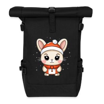 Hase Weihnachts Design - Kawaii Style - Rolltop Rucksack - Schwarz - Vorne