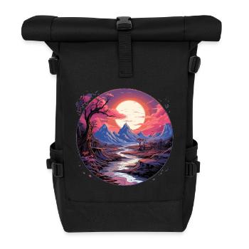 Landschaft - Illustration - Rolltop Rucksack - Schwarz - Vorne
