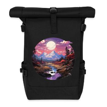 Landschaft - Illustration - Rolltop Rucksack - Schwarz - Vorne