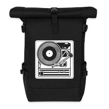 Retro Design Plattenspieler - Rolltop Rucksack - Schwarz - Vorne